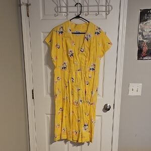 Modcloth Yellow Floral Midi Dress